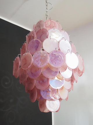 Vintage Murano Pink Disks Chandelier