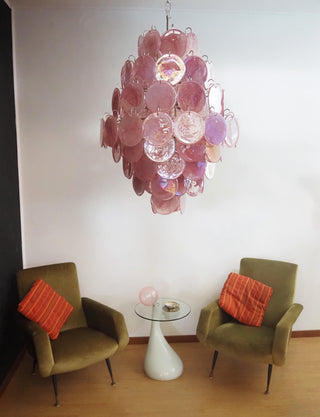 Vintage Murano Pink Disks Chandelier