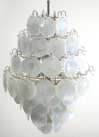 Vintage Murano White Disks Chandelier