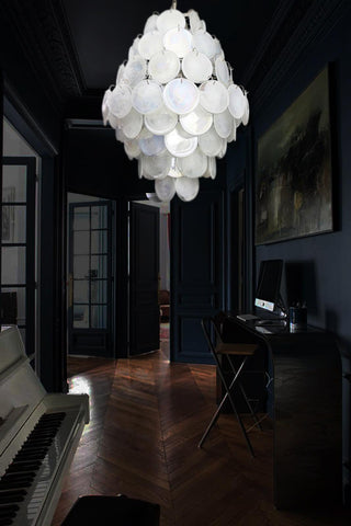 Vintage Murano White Disks Chandelier