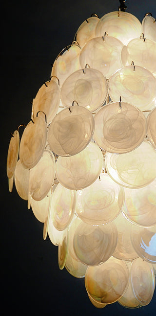 Vintage Murano White Disks Chandelier