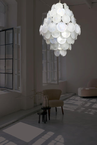 Vintage Murano White Disks Chandelier