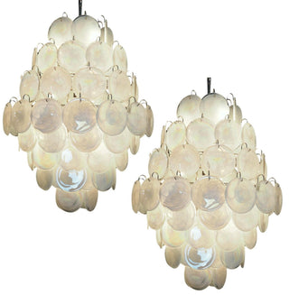 Vintage Murano White Disks Chandelier