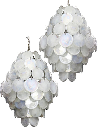 Vintage Murano White Disks Chandelier