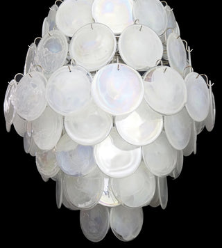 Vintage Murano White Disks Chandelier