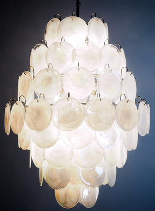 Vintage Murano White Disks Chandelier