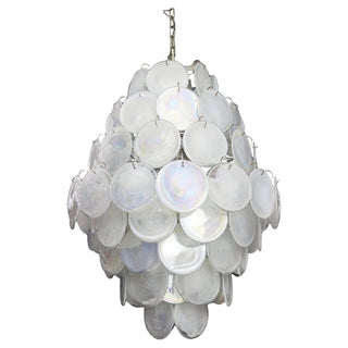 Vintage Murano White Disks Chandelier