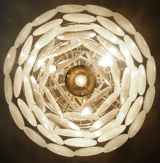 Vintage Murano White Disks Chandelier