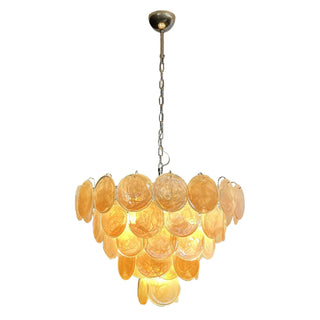 Gold Disk Glass Round Chandelier