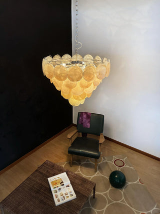 Gold Disk Glass Round Chandelier