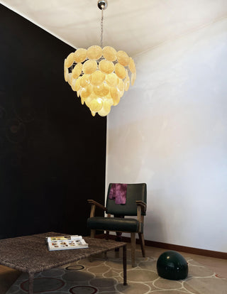 Elegant Murano Disc Gold Chandelier