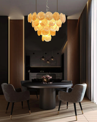 Gold Disk Glass Round Chandelier