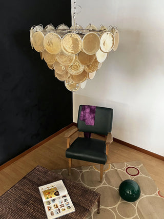 Gold Disk Glass Round Chandelier