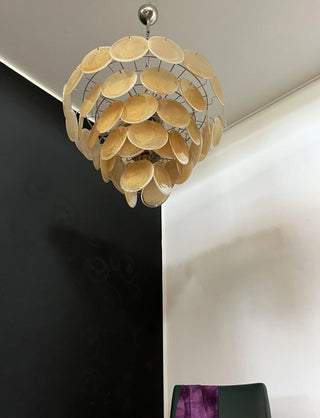 Gold Disk Glass Round Chandelier