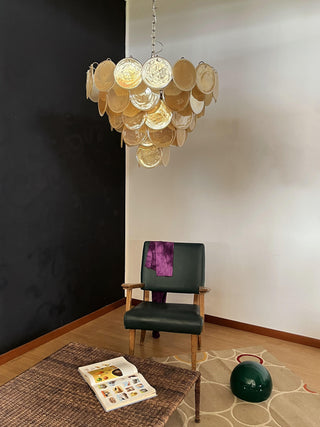 Elegant Murano Disc Gold Chandelier