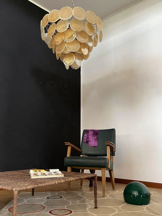 Gold Disk Glass Round Chandelier