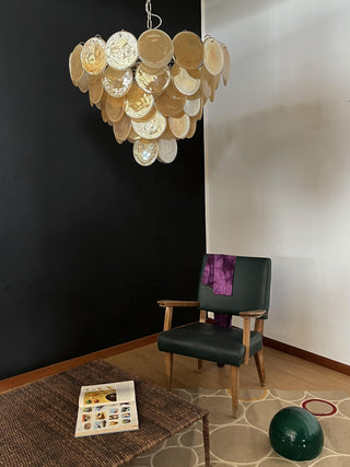 Elegant Murano Disc Gold Chandelier