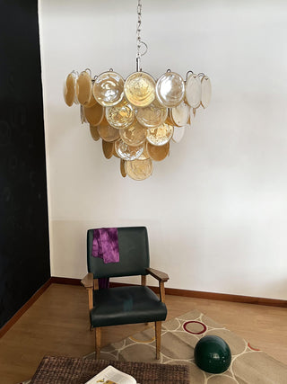 Elegant Murano Disc Gold Chandelier