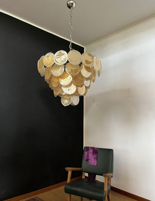 Elegant Murano Disc Gold Chandelier