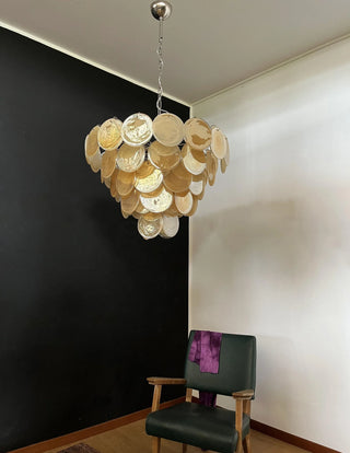 Gold Disk Glass Round Chandelier