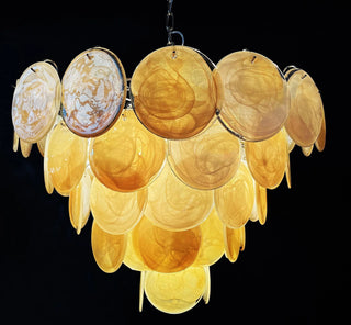 Gold Disk Glass Round Chandelier