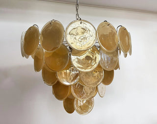 Gold Disk Glass Round Chandelier