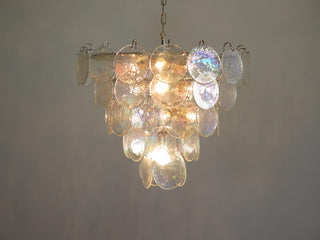 Elegant Murano Disc Iridescent Chandelier