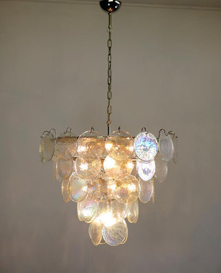 Elegant Murano Disc Iridescent Chandelier