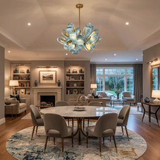 Petal Blue Glass Chandelier
