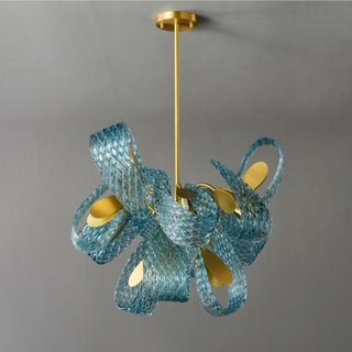 Petal Blue Glass Chandelier