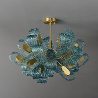 Petal Blue Glass Chandelier