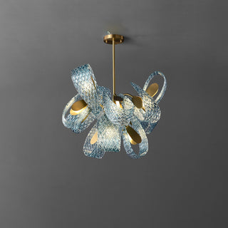 Petal Blue Glass Chandelier