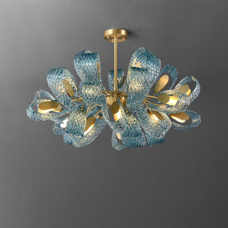 Petal Blue Glass Chandelier