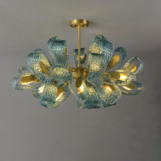 Petal Blue Glass Chandelier