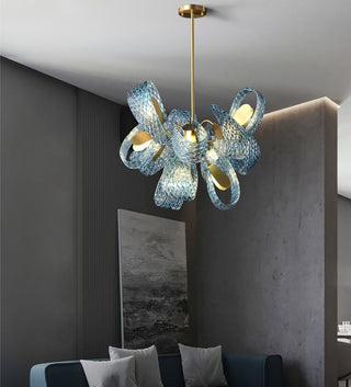 Petal Blue Glass Chandelier