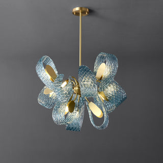 Petal Blue Glass Chandelier