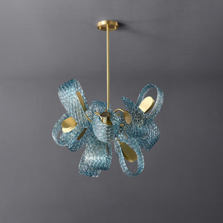 Petal Blue Glass Chandelier