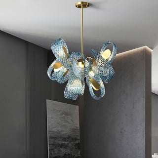 Petal Blue Glass Chandelier