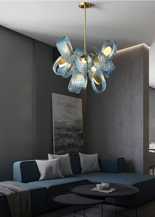 Petal Blue Glass Chandelier