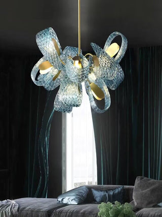 Petal Blue Glass Chandelier