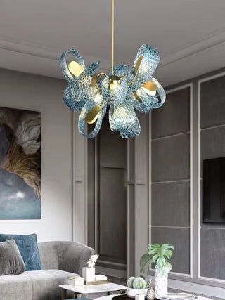 Petal Blue Glass Chandelier