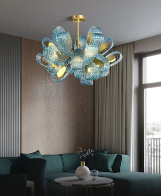 Petal Blue Glass Chandelier