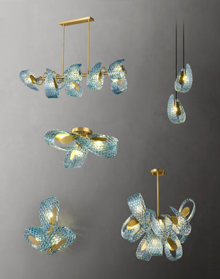 Petal Blue Glass Pendant Light