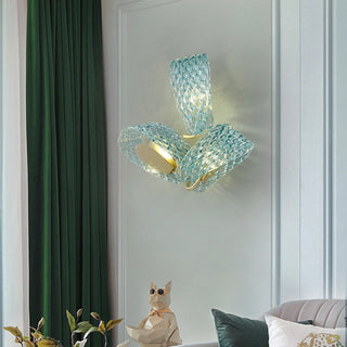 Petal Blue Glass Wall Lamp