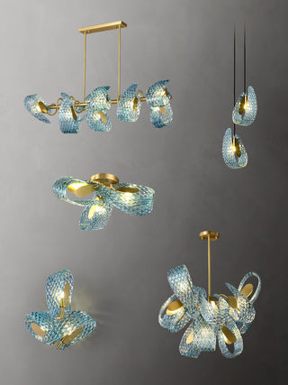 Petal Blue Glass Wall Lamp