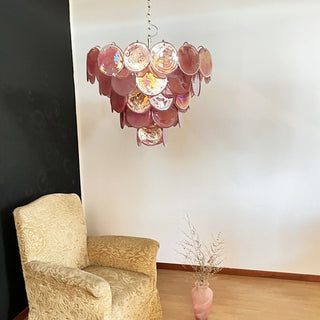 Pink Disk Murano Chandelier