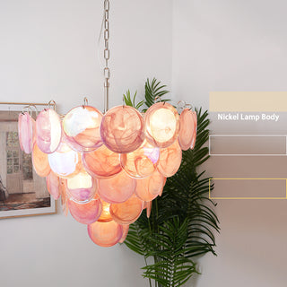 Pink Disk Murano Chandelier