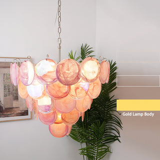 Pink Disk Murano Chandelier