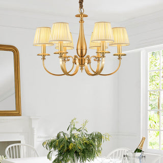 Pleated Brass Chandelier