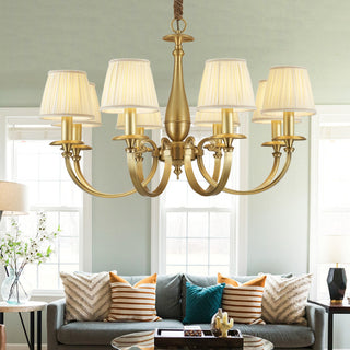 Pleated Brass Chandelier